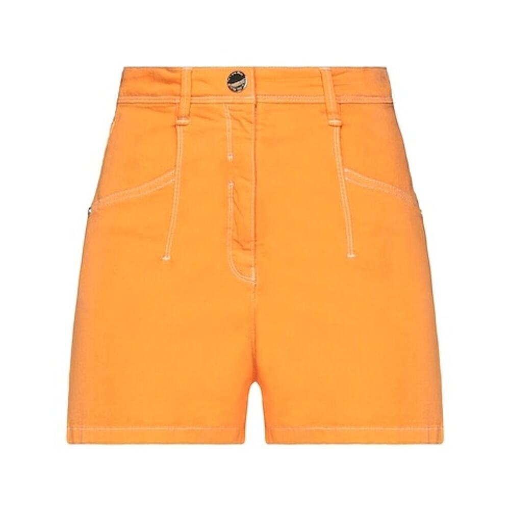 Patrizia Pepe Orange Spray Denim Trouser Shorts - Size 27 - Picture 3 of 8